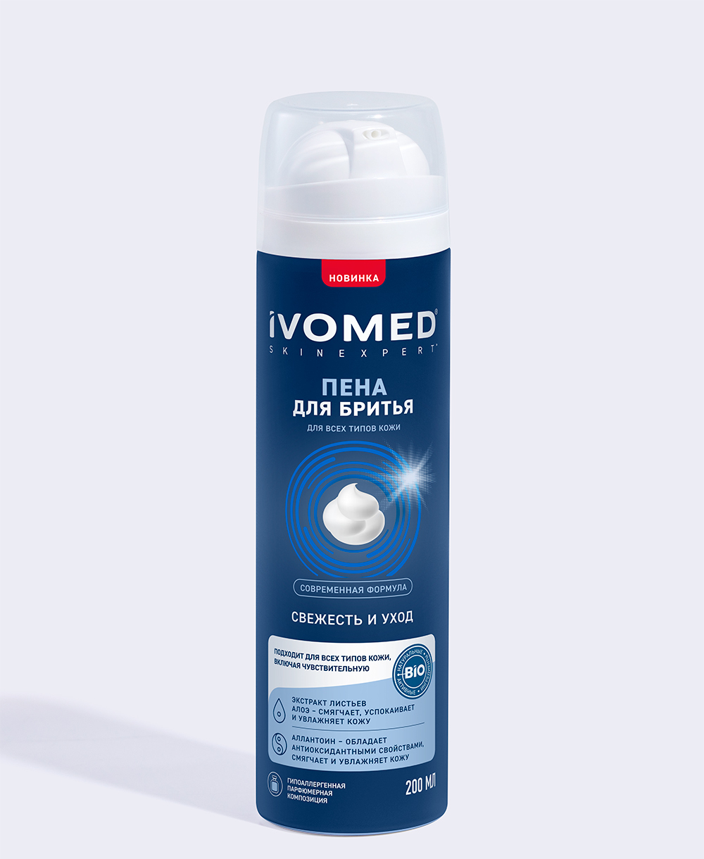 Пена для бритья IVOMED MEN "Свежесть и уход" для всех типов кожи, 200 мл
